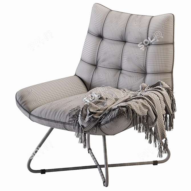 Modern Brown Leather Lounge Chair 3D model image 7