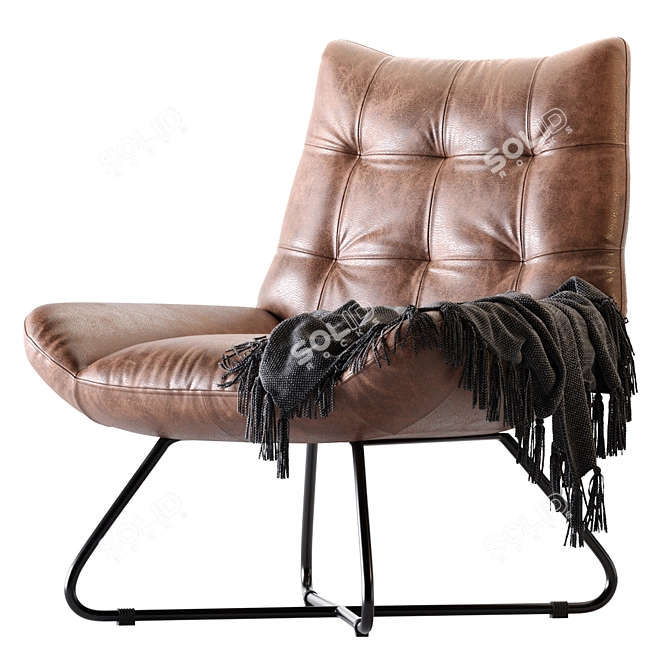 Modern Brown Leather Lounge Chair 3D model image 8