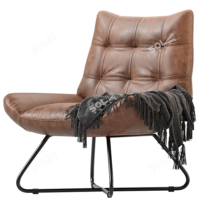 Modern Brown Leather Lounge Chair 3D model image 9