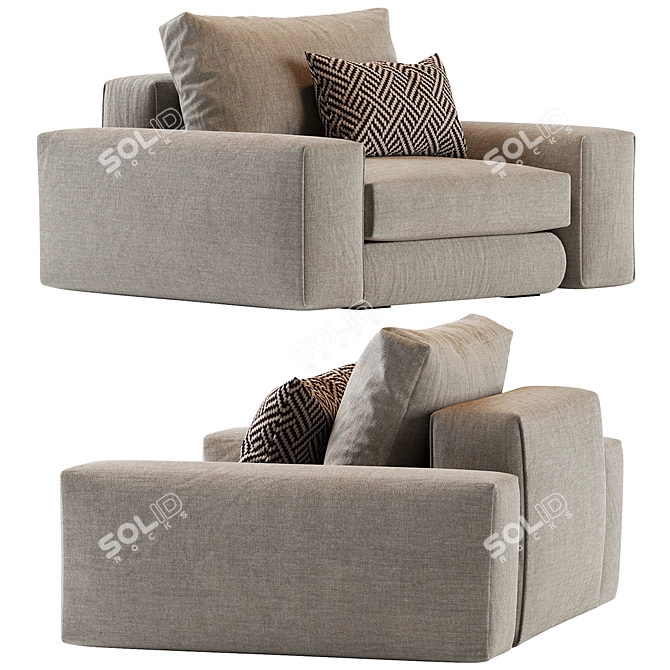 Elegant Modern Hudson Armchair 2013 3D model image 2