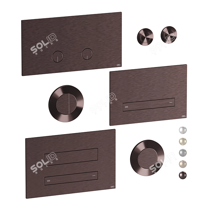 Flush Button Set with Plates 3D model image 5