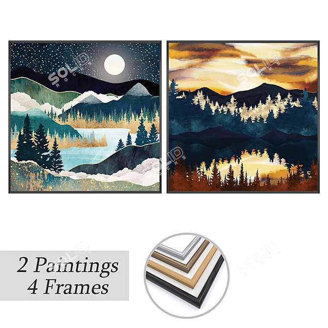 Artwork Set with Multiple Frames 3D model image 1