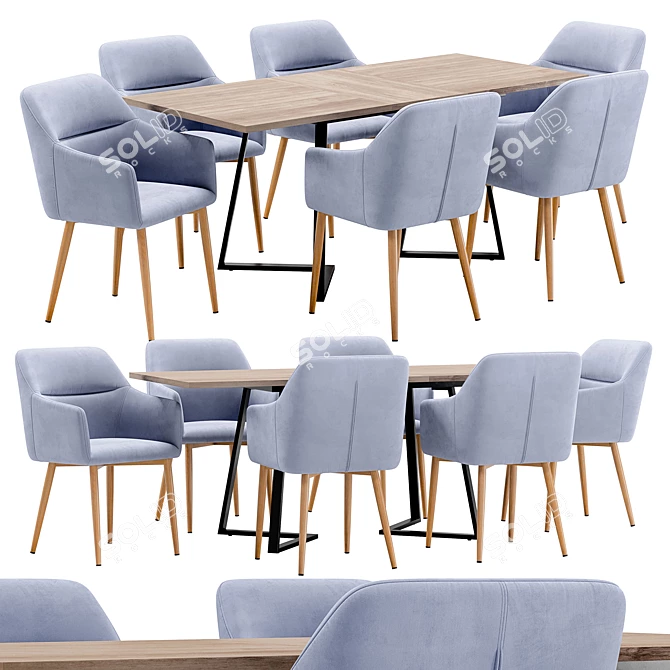Modern Dining Chair Table Set 3D model image 1