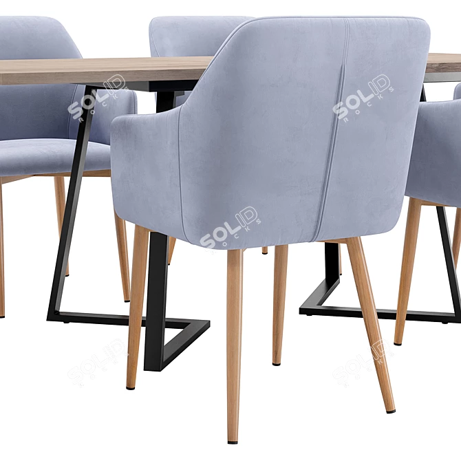 Modern Dining Chair Table Set 3D model image 4
