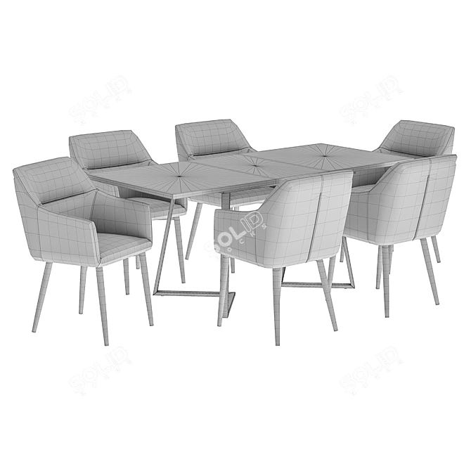 Modern Dining Chair Table Set 3D model image 5