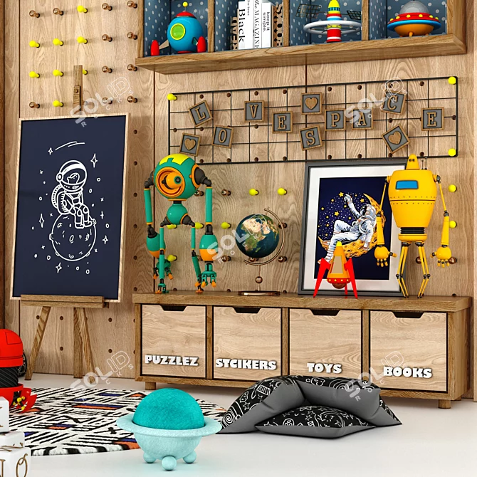 Modern Child Room Decor Pack 3D model image 3