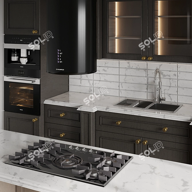 Modern Kitchen 3D Model Set 3D model image 1