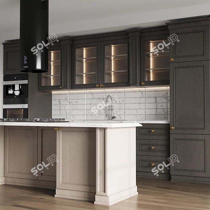 Modern Kitchen 3D Model Set 3D model image 2