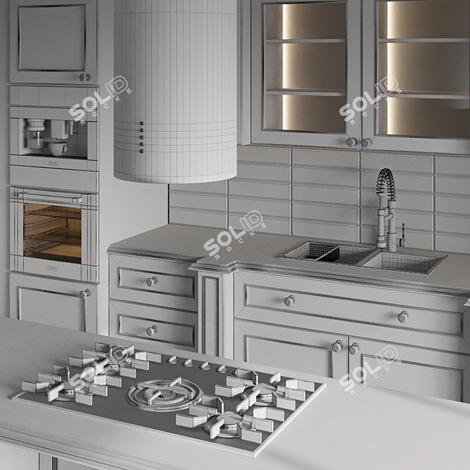 Modern Kitchen 3D Model Set 3D model image 4