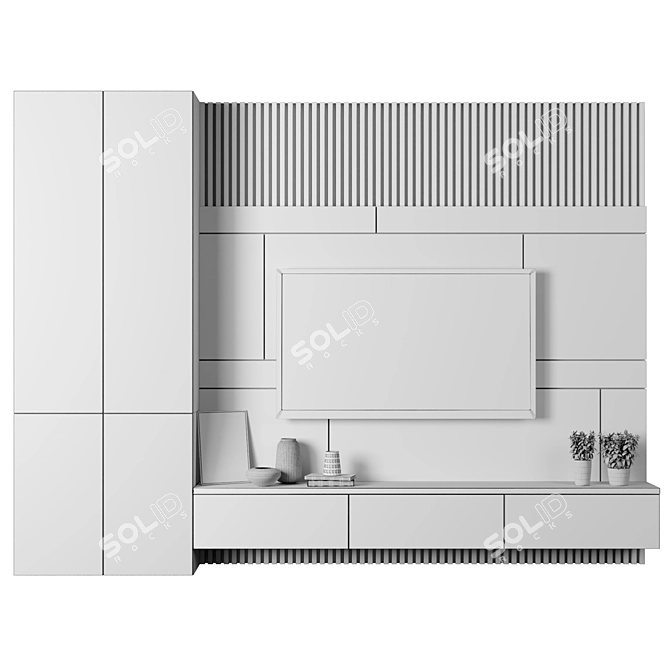 Modular 4K Marble TV Wall 3D model image 4