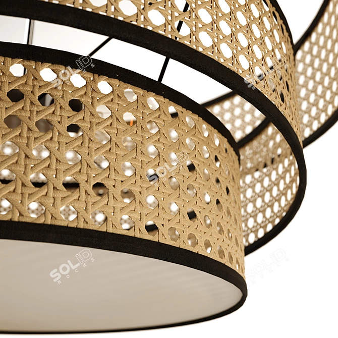 Elegant Chrome and Wood Ceiling Light 3D model image 4