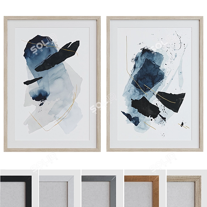 Modern Abstract Picture Frame Set 3D model image 1