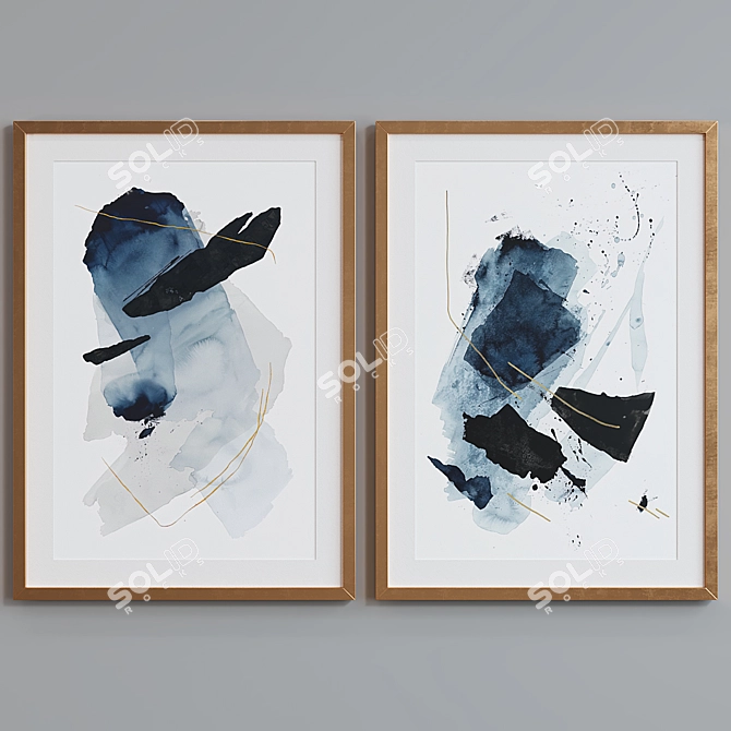 Modern Abstract Picture Frame Set 3D model image 2