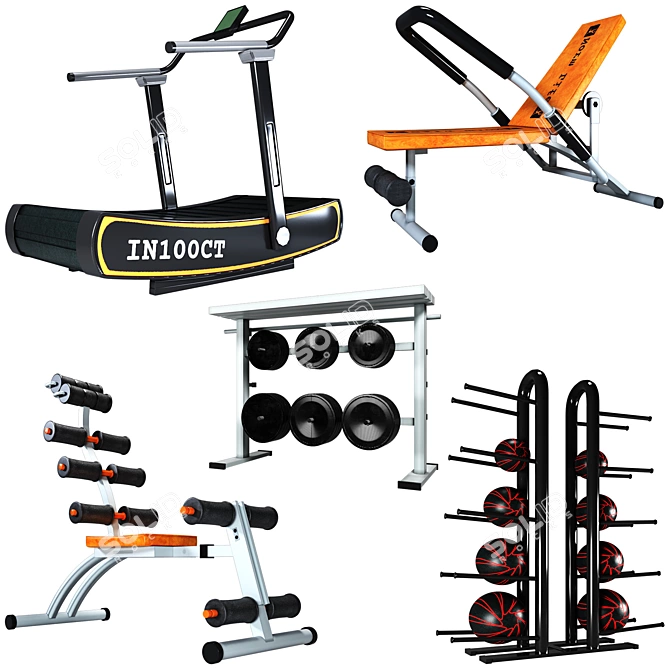 Realistic 3D Gym Equipment Model 3D model image 1