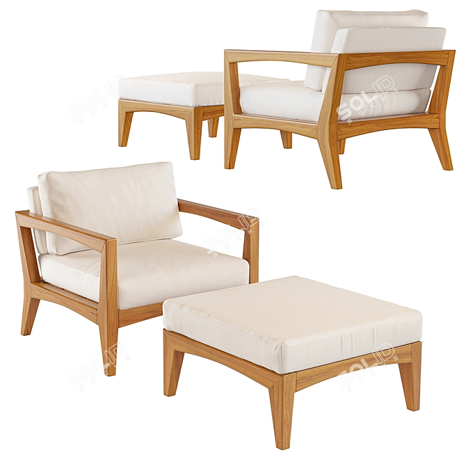 Zenhit Teak Lounge Set 3D model image 1