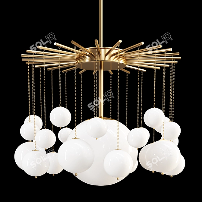 Opal Glass Sphere Chandelier 3D model image 1