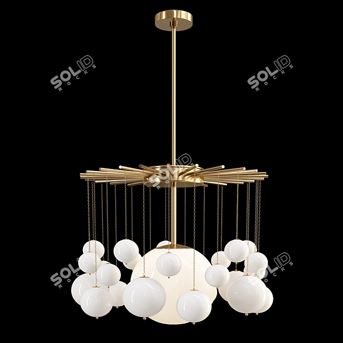 Opal Glass Sphere Chandelier 3D model image 2