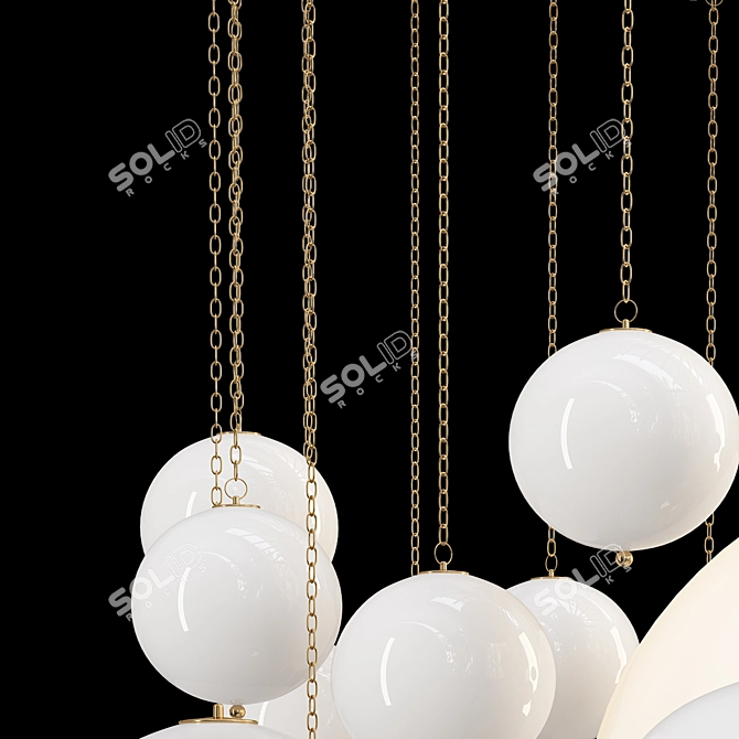 Opal Glass Sphere Chandelier 3D model image 3