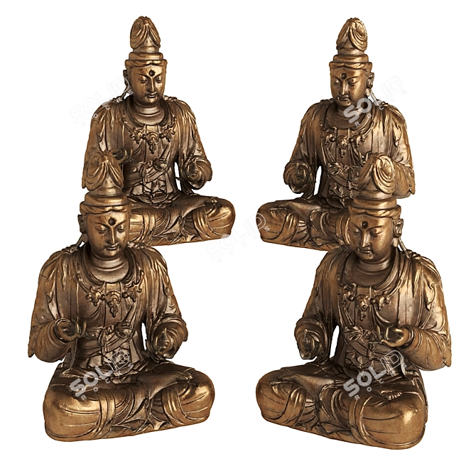 Buddha Metal Plaster Sculpture 3D model image 3