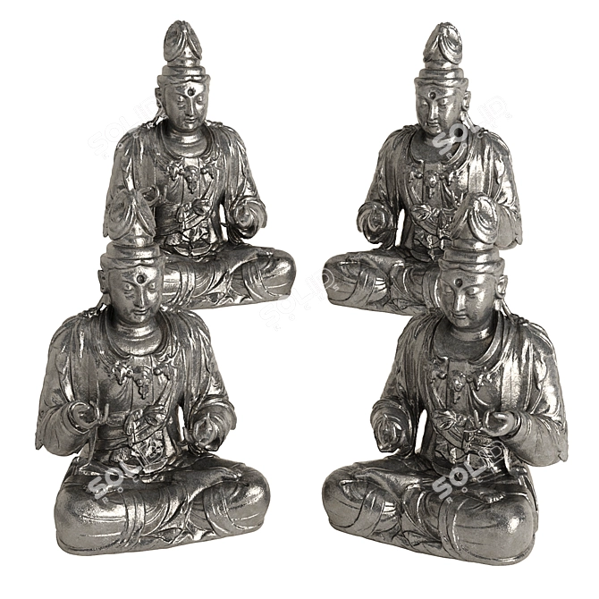 Buddha Metal Plaster Sculpture 3D model image 4