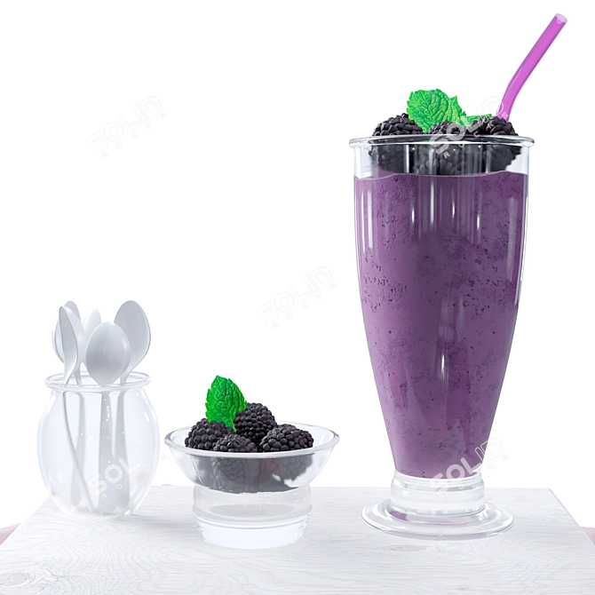 Yogurt Blackberry Kitchen Set 3D model image 3