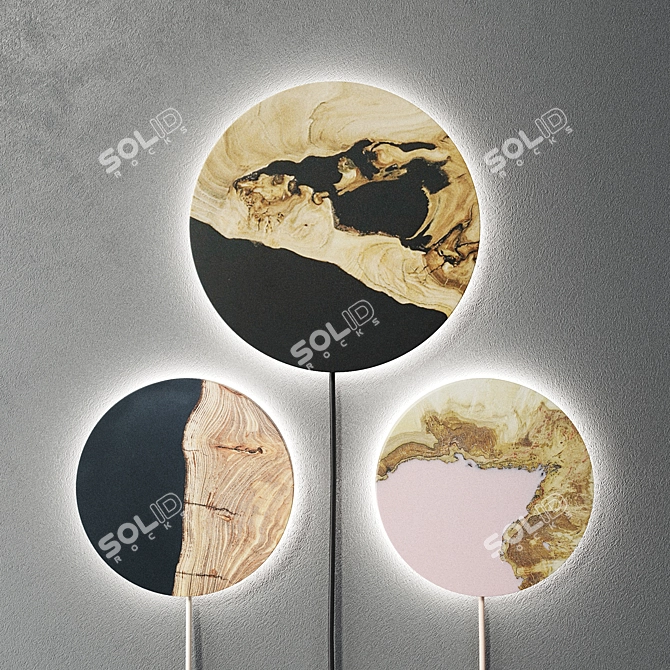 Epoxy-Infused Wood Wall Lights 3D model image 2