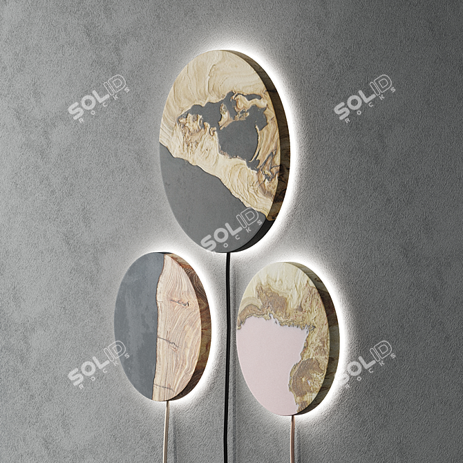 Epoxy-Infused Wood Wall Lights 3D model image 3