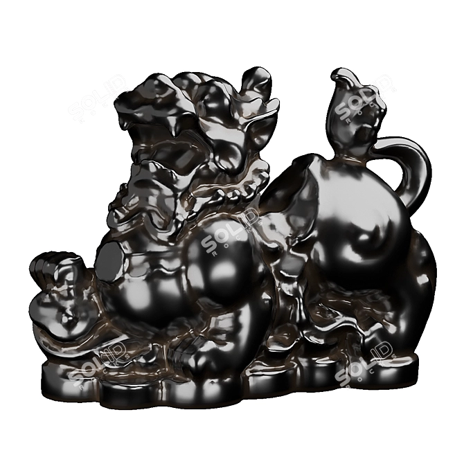 Buddha Dragon Statue 3D model image 1