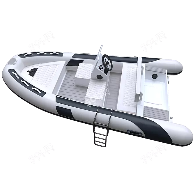 Rib Boat 3D Model  White/Beige/Dark Blue 3D model image 2