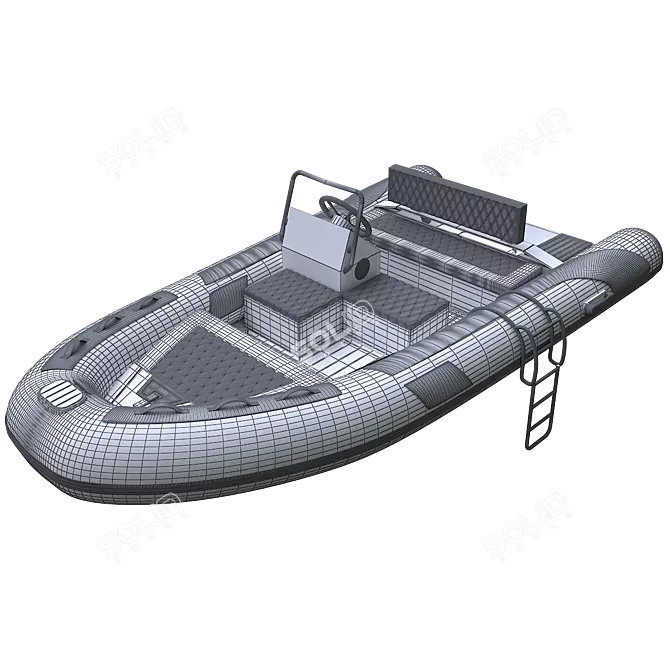 Rib Boat 3D Model  White/Beige/Dark Blue 3D model image 3