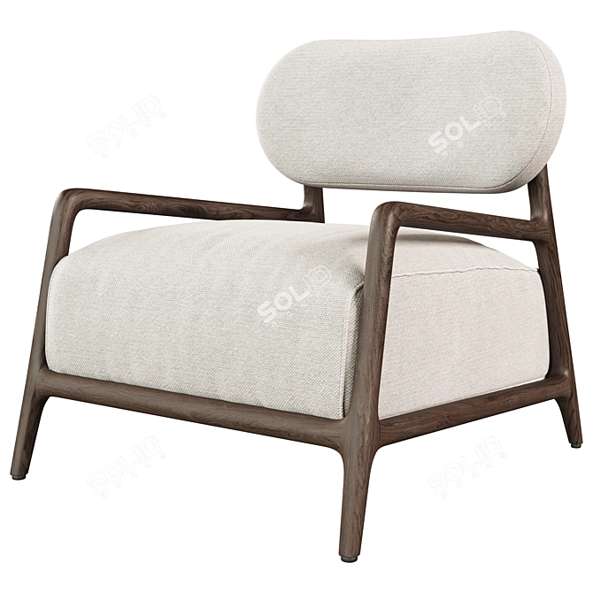 Mindi Romane Wood Armchair - Stylish Comfort 3D model image 1