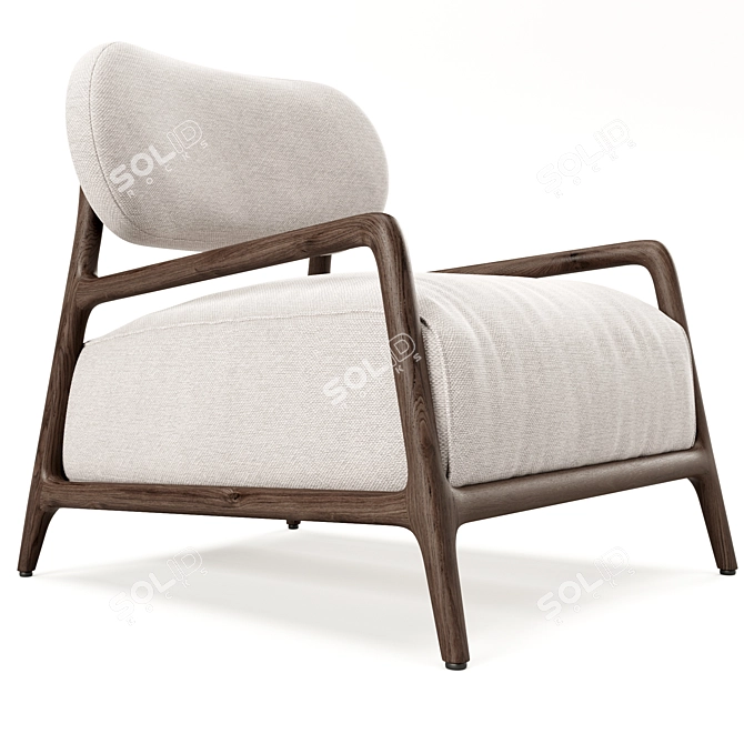 Mindi Romane Wood Armchair - Stylish Comfort 3D model image 3