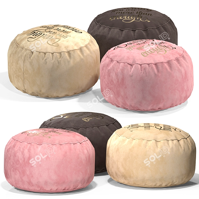 My Darling Pink Beanbag Ottoman 3D model image 3