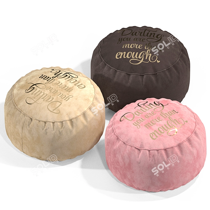 My Darling Pink Beanbag Ottoman 3D model image 4