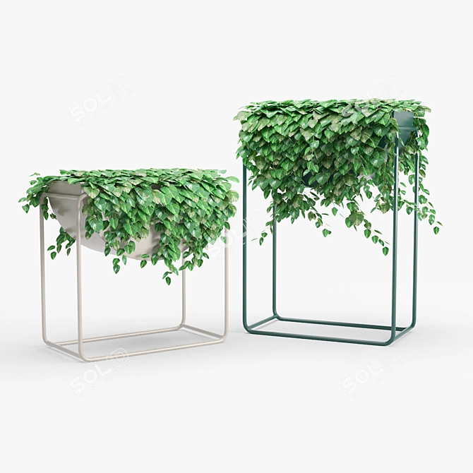 Modern Fiberglass Resin Planters Set 3D model image 5