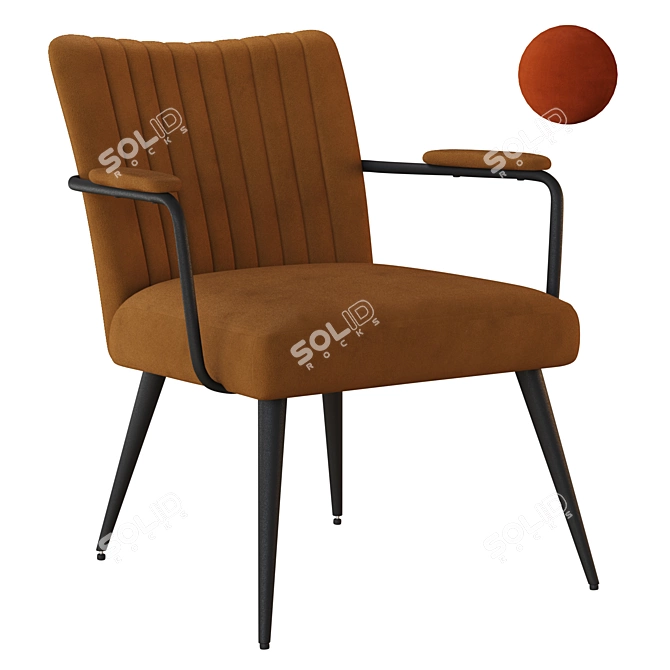 Vintage Velvet Armchair Ronda 3D model image 1