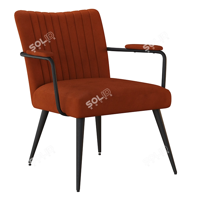 Vintage Velvet Armchair Ronda 3D model image 2