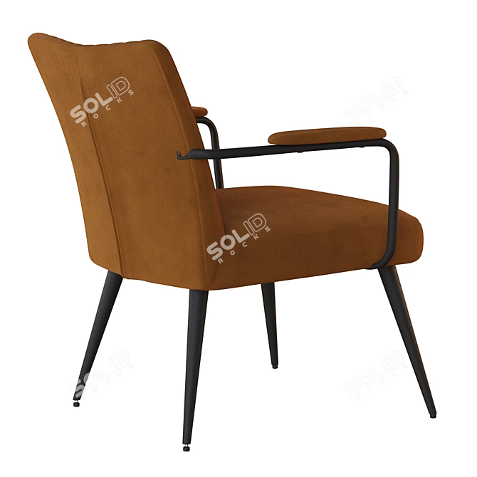 Vintage Velvet Armchair Ronda 3D model image 3