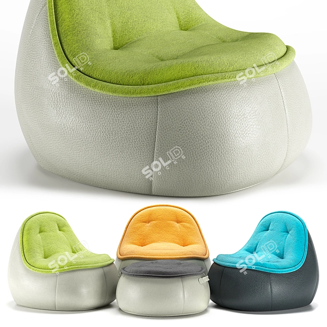 Modular Puffi Seating Set 3D model image 1