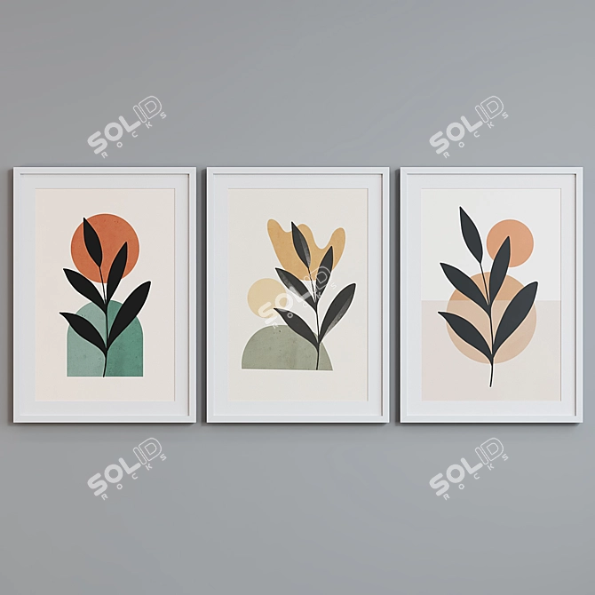 Boho Abstract Picture Frame Set 3D model image 4