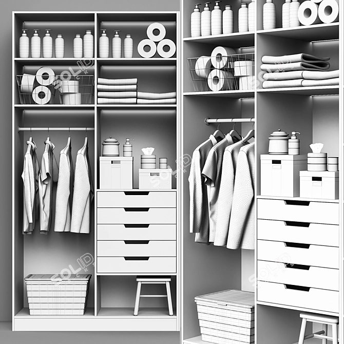 Laundry and Bathroom Cabinet Set 3D model image 5