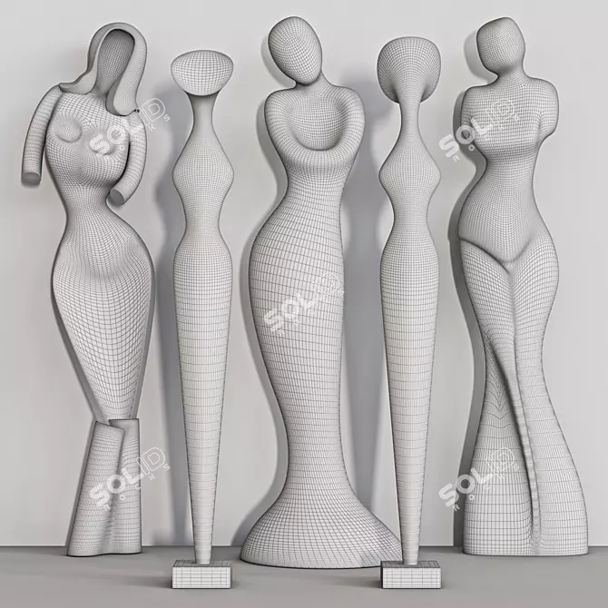 Sleek Sculpture Collection Bundle 3D model image 3