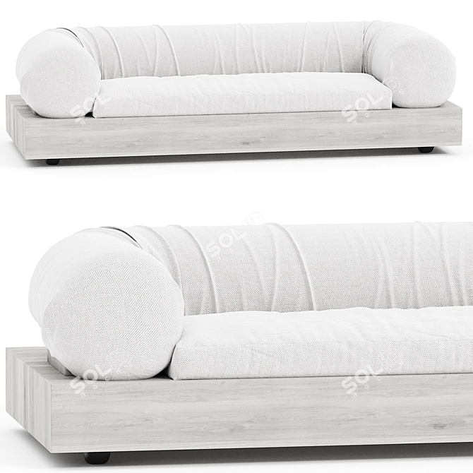 Modern Block Fabric Sofa in Gray 3D model image 1