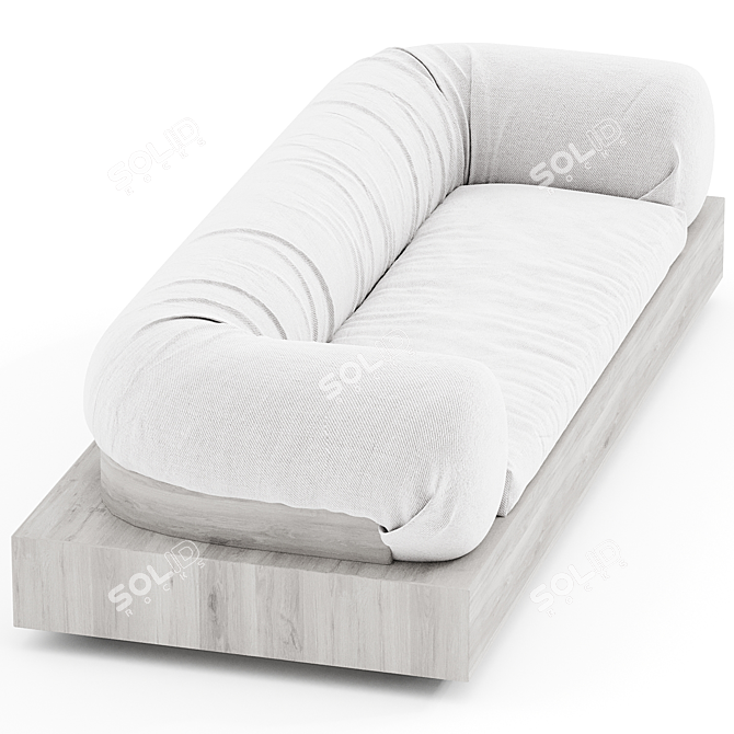 Modern Block Fabric Sofa in Gray 3D model image 2