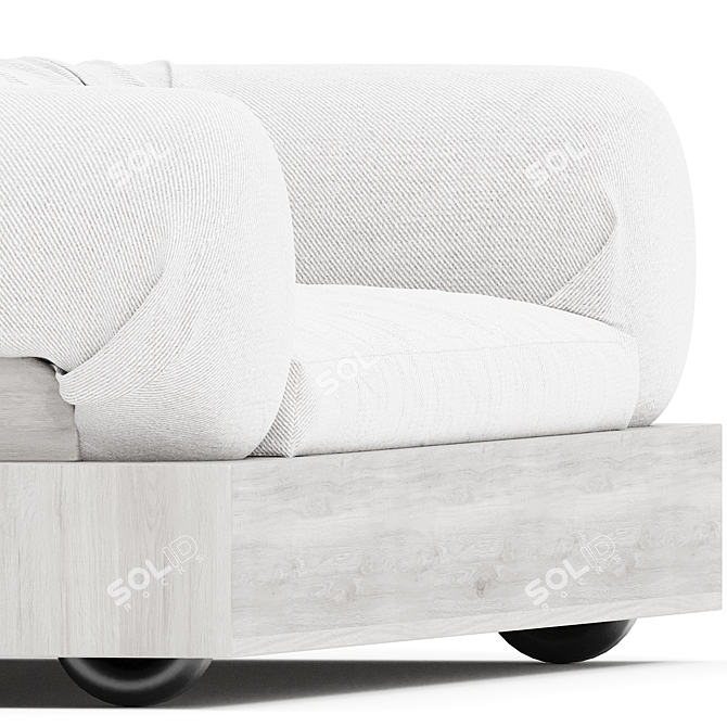 Modern Block Fabric Sofa in Gray 3D model image 3