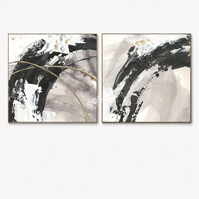 Abstract Plaster Square Frames Set 3D model image 3