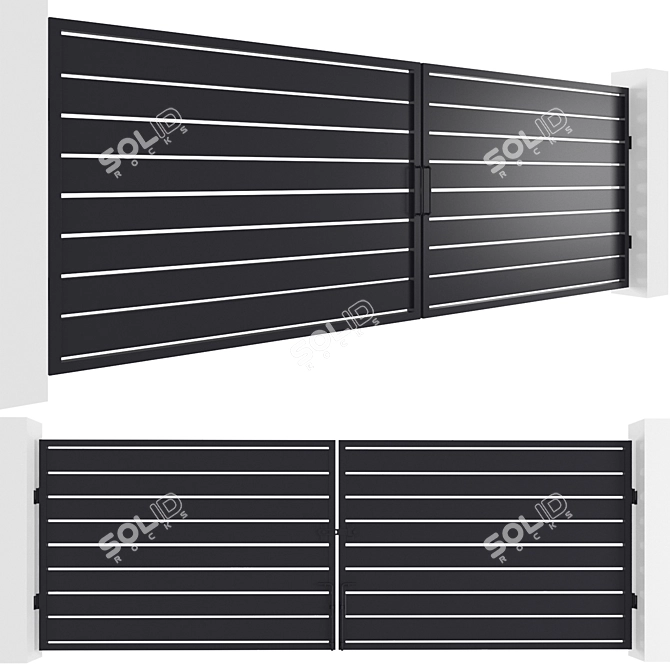 Modern Mild Steel Exterior Gate 3D model image 1