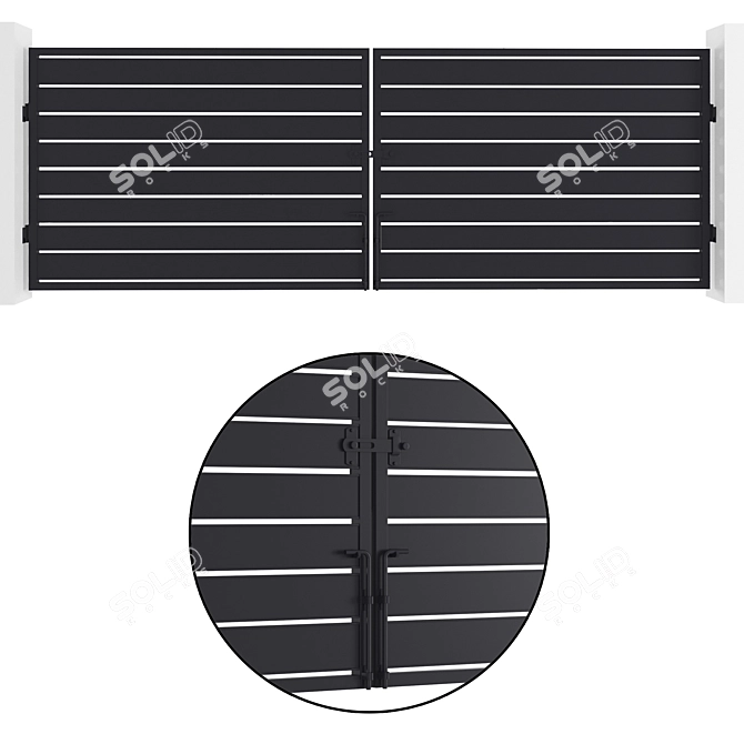 Modern Mild Steel Exterior Gate 3D model image 5