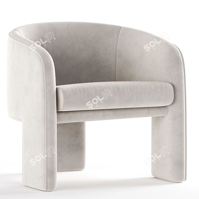 Vintage Milo Baughman Armchair Beige 3D model image 3