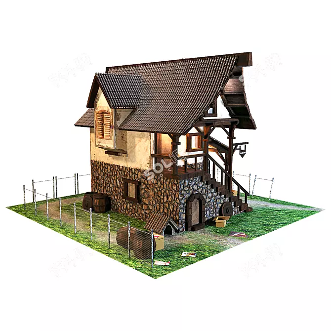 Farm Cartoon Game Elements Pack 3D model image 2